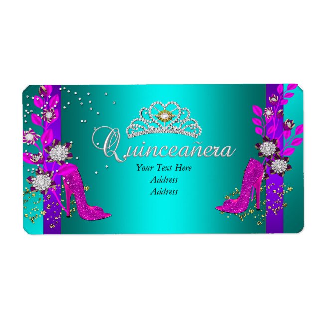 Quinceanera d'or rose chaud turquoise (Devant)