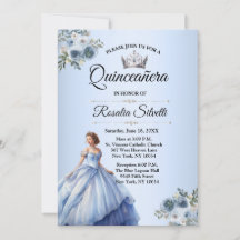 Quinceanera Dusty Blue et Silver Invitation