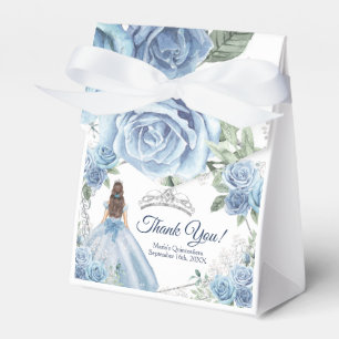Quinceañera Dusty Blue Flowers Party Favor Box