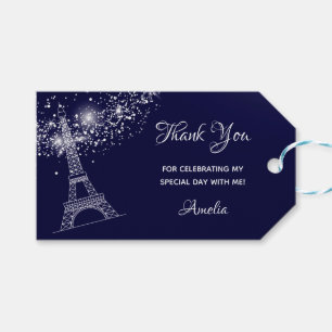 Quinceañera Eiffel Tower Starry Night Gift Tags
