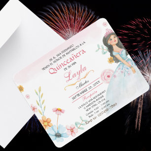 Quinceañera Elegante: Mis Quince Invitaciones Rosa RSVP Card