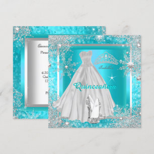 Quinceanera Elite Elegant Teal Birthday Party Invitation