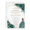 Quinceañera Emerald Green Floral Gold Princess Inv