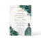 Quinceañera Emerald Green Floral Gold Princess Inv