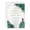 Quinceañera Emerald Green Floral Gold Princess Inv