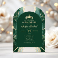 Quinceañera Emerald Green Gold Agate Elegant