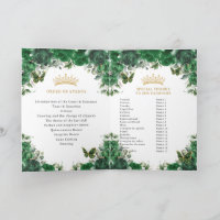 Quinceañera Emerald Green Padrinos Events Program