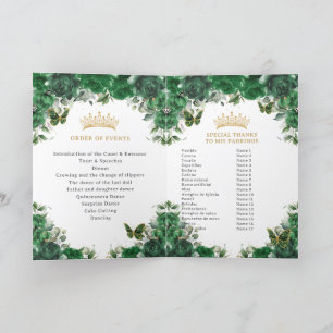 Quinceañera Emerald Green Padrinos Events Program