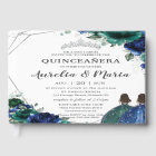 Quinceañera Emerald Green Royal Blue Floral Twins