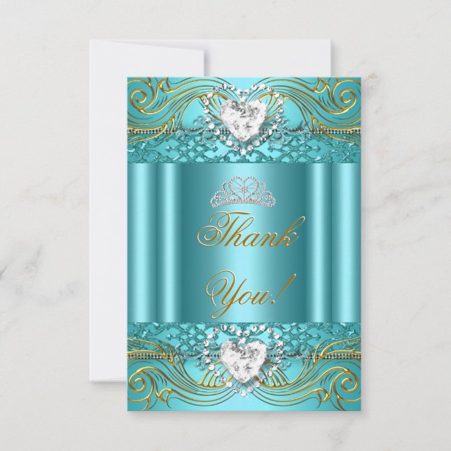 Quinceanera en or Turquoise Merci (Devant)