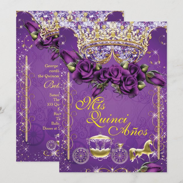Quinceañera et Sweet 16 Invitations de fête (Devant / Derrière)