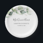 Quinceanera Eucalyptus Granddaughter 15th Birthday Paper Plate<br><div class="desc">TIP: Matching items available in this collection. Our botanical eucalyptus birthday collection features watercolor foliage and modern typography in dark grey text. Use the "Customize it" button to further re-arrange and format the style and placement of text. Could easily be repurpose for other special events like anniversaries, baby shower, birthday...</div>