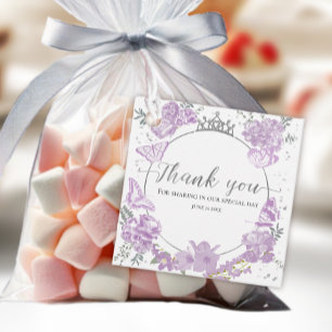 Quinceanera Favour Tags Butterfly Lavender Floral