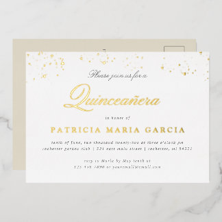 Quinceanera feuille d'or invitation par carte post
