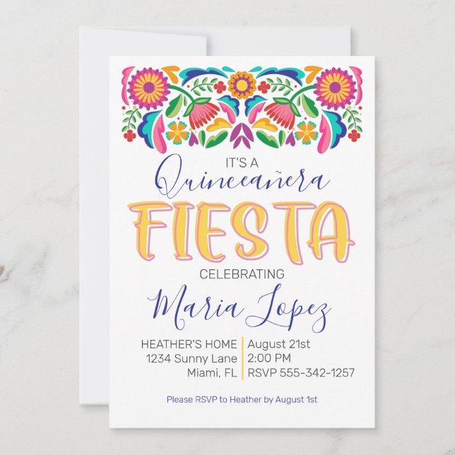 Quinceañera Fiesta birthday party Invitation (Front)