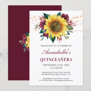 Quinceanera Floral Sunflower Lights Party Invitation