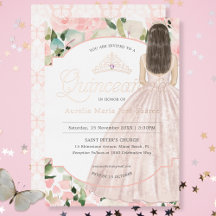 Quinceañera Floral Watercolor Butterfly Blush Pink