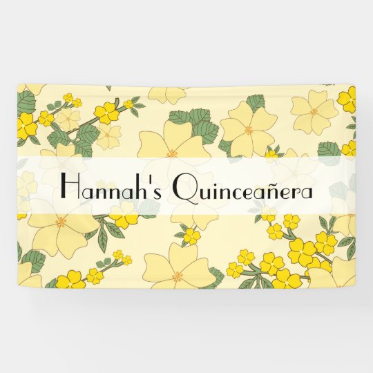Quinceanera - Flowers, Leaves, Blossoms - Yellow Banner