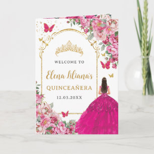 Quinceañera Fuchsia Gold Padrinos Events Program