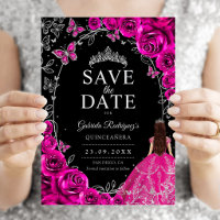 Quinceanera Fuchsia Pink Black Silver