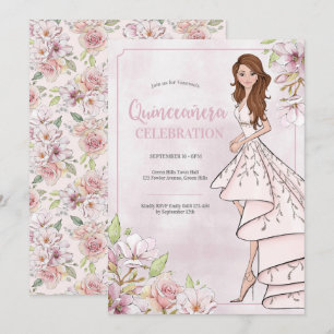 Quinceañera Glamor Girl Anniversaire Invitation