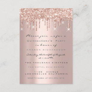 Quinceañera Glitter Drips Rose Bridal Sweet 16th Invitation