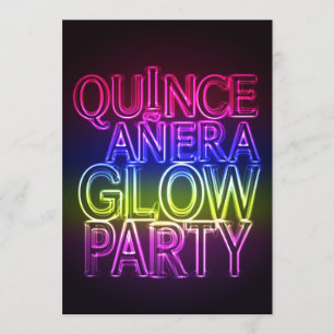 Quinceanera GLOW PARTY Birthday Invitation