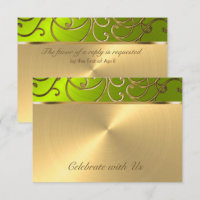 Quinceanera Gold and Lime Filigree Swirl Border