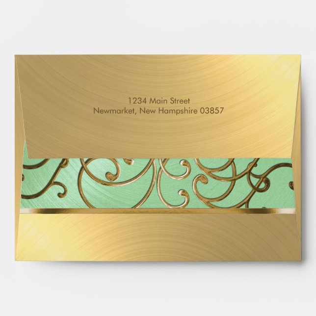 Quinceañera Gold Filigree Swirls Envelopes (Back (Top Flap))