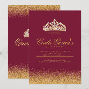 Quinceanera Gold & Sparling Invitations