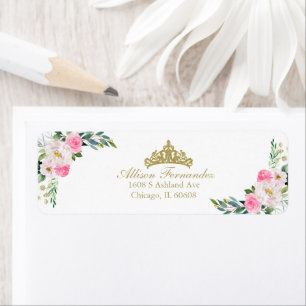 Quinceanera Gold Tiara Hot rose Floral Étiquette