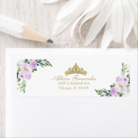 Quinceanera Gold Tiara Purple Lilac Floral