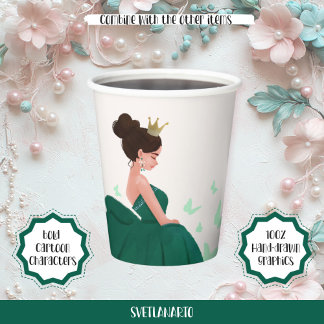 Quinceañera Green Elegant Princess Paper Cup 