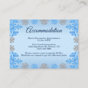 Quinceañera Ice Blue Silver Winter Snowflake Enclosure Card