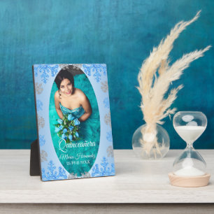 Quinceañera Ice Blue Silver Winter Snowflake Plaque