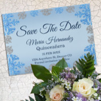 Quinceañera Ice Blue Silver Winter Snowflake