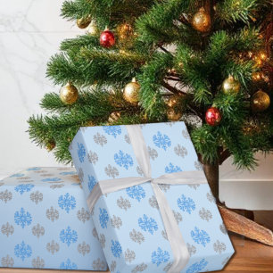Quinceañera Ice Blue Silver Winter Snowflake Wrapping Paper
