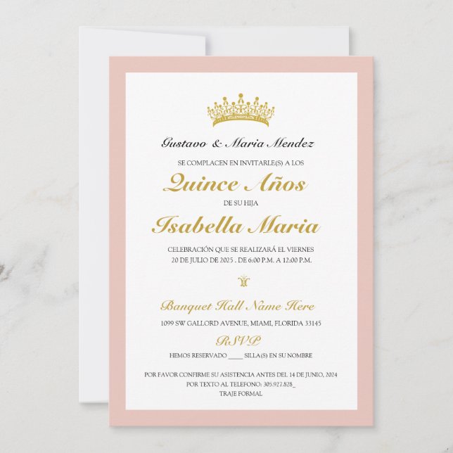 Quinceanera Invitacion Spanish Invitation (Front)
