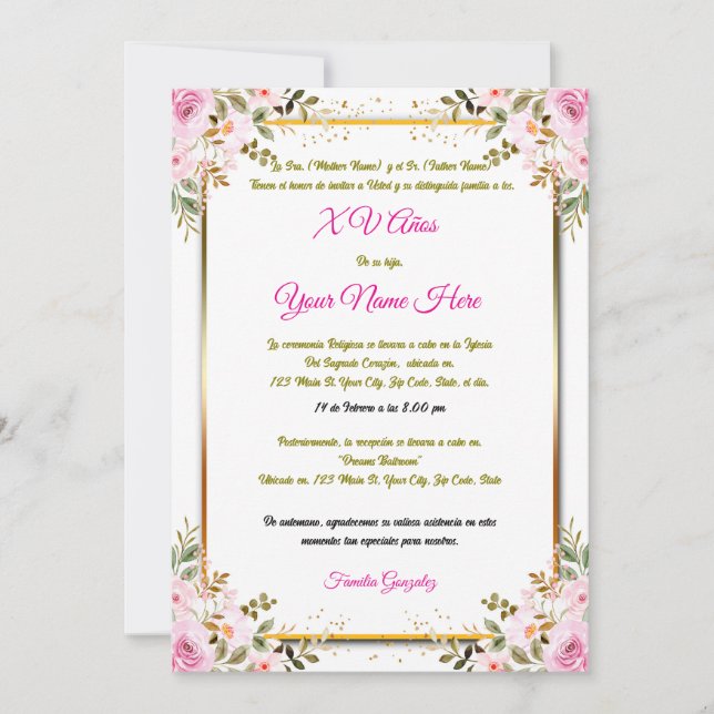 Quinceañera Invitation (Front)