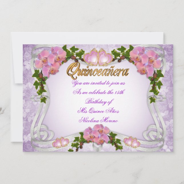 Quinceanera invitation 15e Anniversaire élégant (Devant)