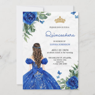 Quinceanera Invitation a girl wearing blue gown