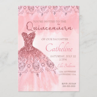 Quinceanera Invitation blush pink 15th birthday