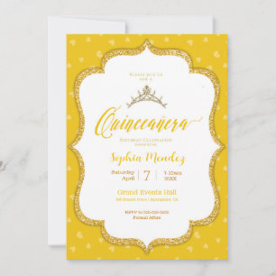 Quinceanera - Invitation Coeurs Jaune et Or
