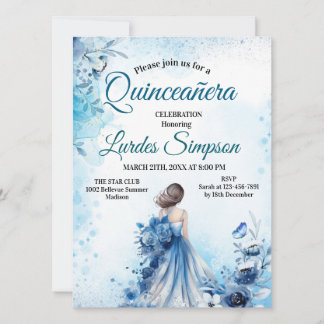  Quinceañera invitation Elegant Blue