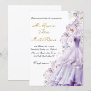 Quinceanera invitation en espagnol con vestido