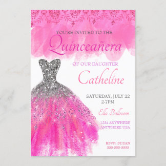 Quinceanera Invitation fuscia15th birthday