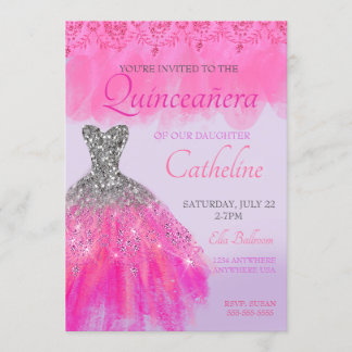 Quinceanera Invitation fuscia15th birthday