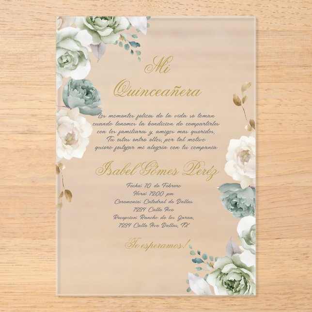 Quinceanera invitation in Spanish (Front)