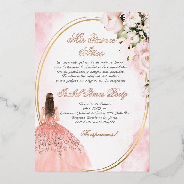 Quinceanera invitation in Spanish (Front)