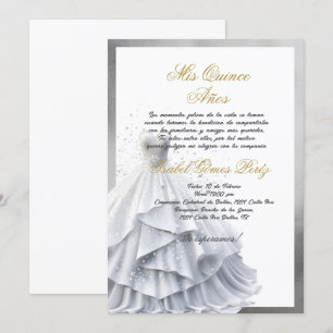 Quinceanera invitation in Spanish colour plata